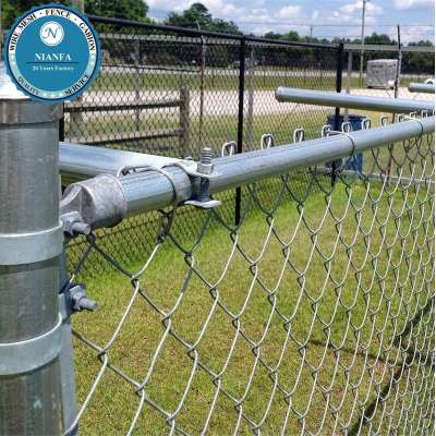 steel security privacy fencing panels football playground PVC rubber coated 6 foot wire mesh chain link fence