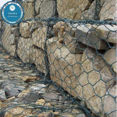 high strength defensive military gabion barrier/ hexagonal woven wire mesh stone rock architectural gabion mesh cell